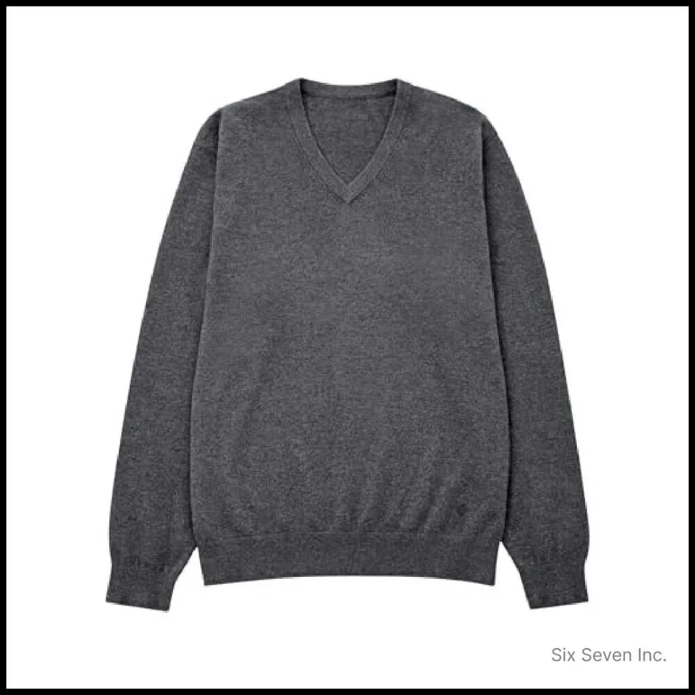 Men's V-Neck Cashmere Sweater Classic Elegant Luxury Pullover Soft Warm